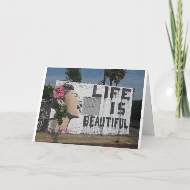 Cartão Billie Holiday Street Art (Frente)