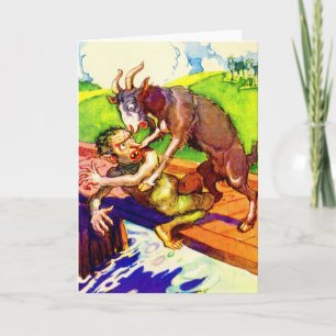 Cartão billy goat gruff and troll