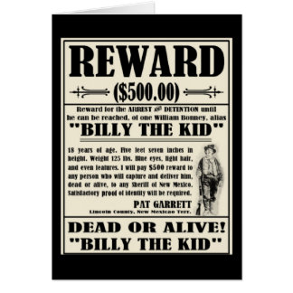 Cartão Billy o miúdo quis o poster