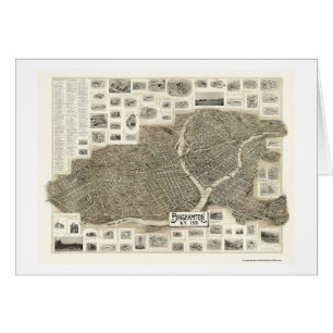 Cartão Binghamton, mapa panorâmico de NY - 1901