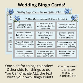 Cartão BINGO de casamento! Blue Peony Set