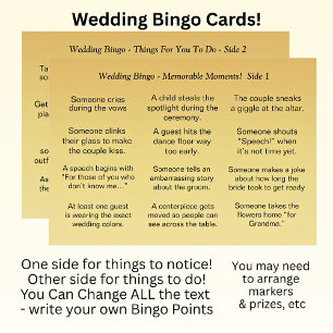 Cartão BINGO de casamento! Jogo para convidados