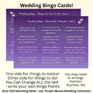 Cartão BINGO de casamento! Jogo para convidados