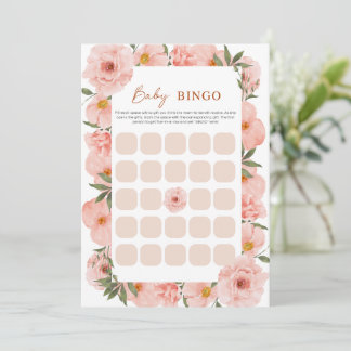 Cartão BINGO de Chuveiro de Bebê Flor de Pêssego P