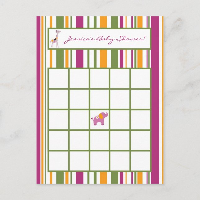 Cartão Bingo Doce Safari Escrevível (Frente)