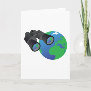 Cartão Binoculares Olhando para a Viagem do Earth Planet 