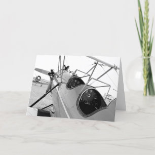 Cartão Biplanos Cockpit Preto e Branco