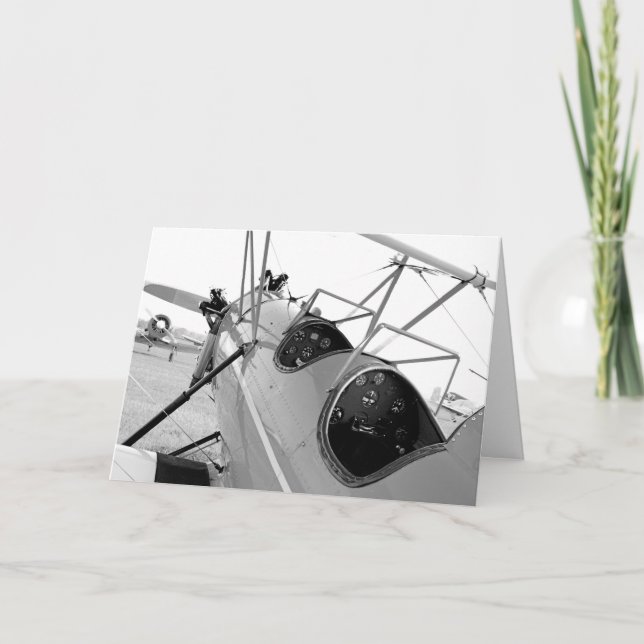 Cartão Biplanos Cockpit Preto e Branco (Frente)