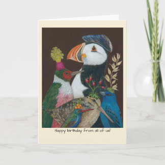 Cartão Bird group birthday from all of us card