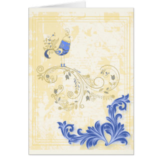 Cartão Bird Retro Floral Fine Art
