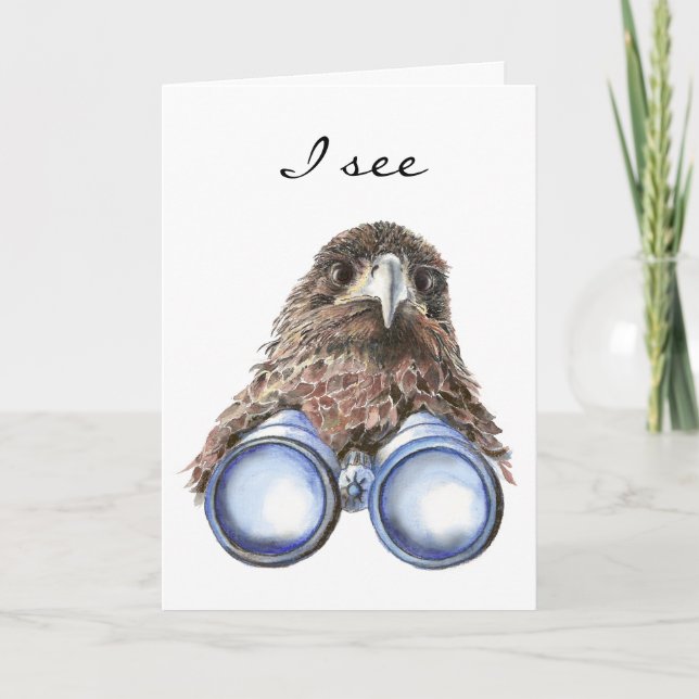 Cartão Bird Watcher Birthday Animal Humor Watercolor (Frente)