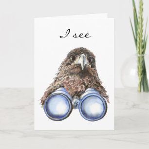 Cartão Bird Watcher Birthday Animal Humor Watercolor