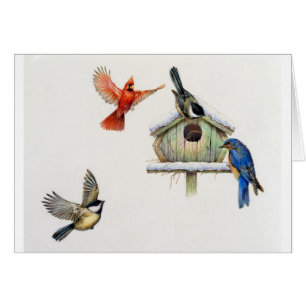 Cartão Birdhouse do inverno