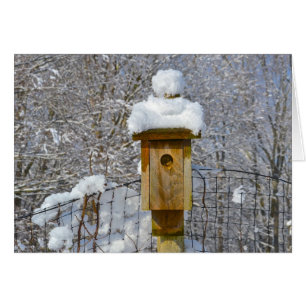 Cartão Birdhouse no inverno