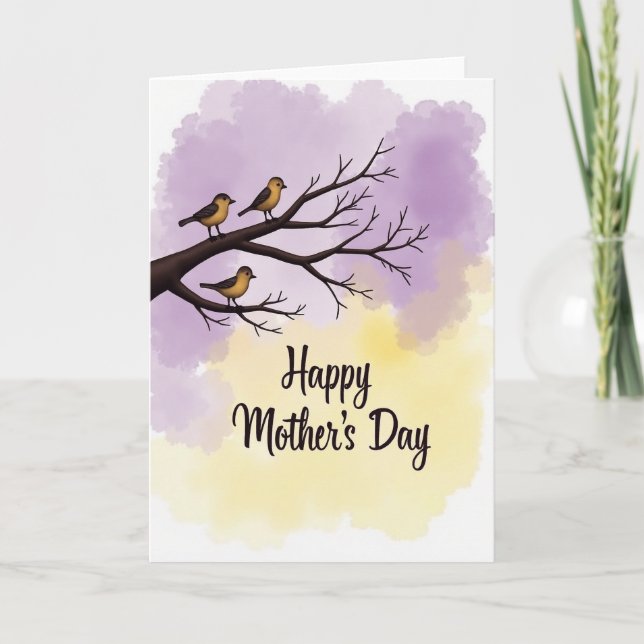 Cartão Birds Branch Mothers Day Card (Frente)