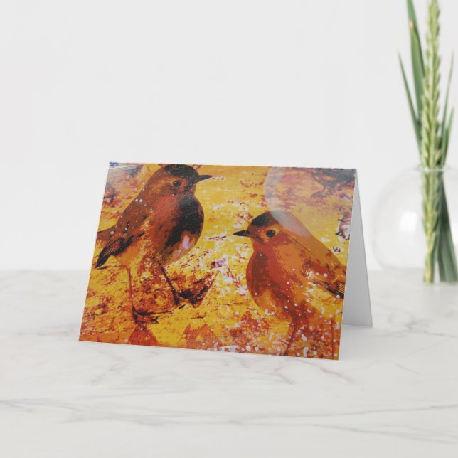 Cartão Birds Mixds Media Birthday (Frente)