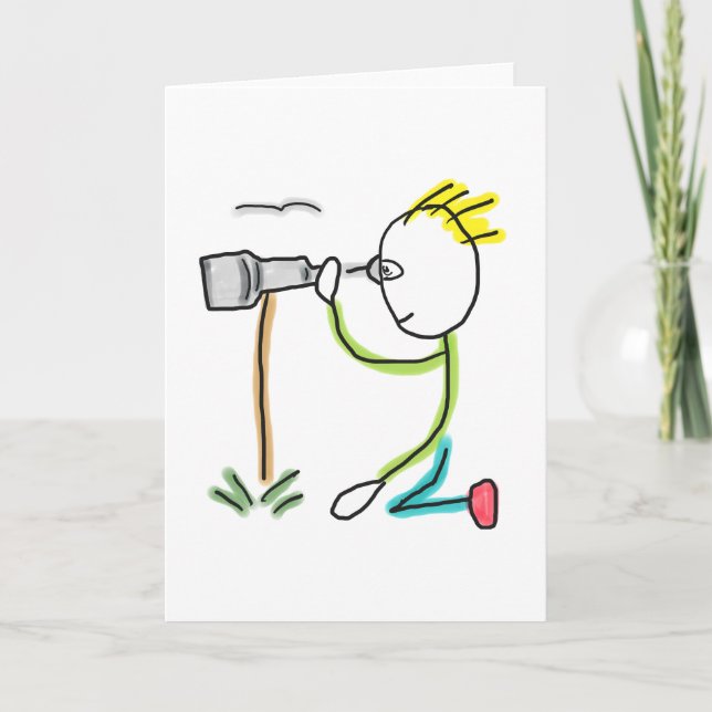Cartão Birdwatching Stickman (Frente)