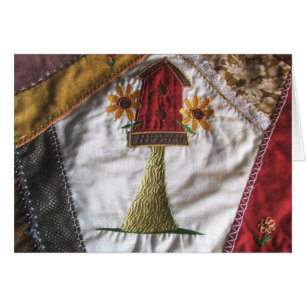 Cartão Birhouse do teste padrão da edredão louca