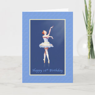 Cartão Birthday, 16th, Ballerina On Pointe in Spotlight