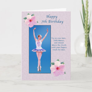 Cartão Birthday, 7th, Ballerina, Hibiscus Flowers