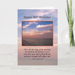 Cartão Birthday, 80th, Sunrise at the Beach, Religious