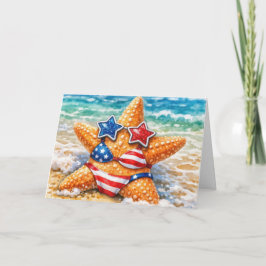 Cartão Birthday American Starfish with Flag Bikini