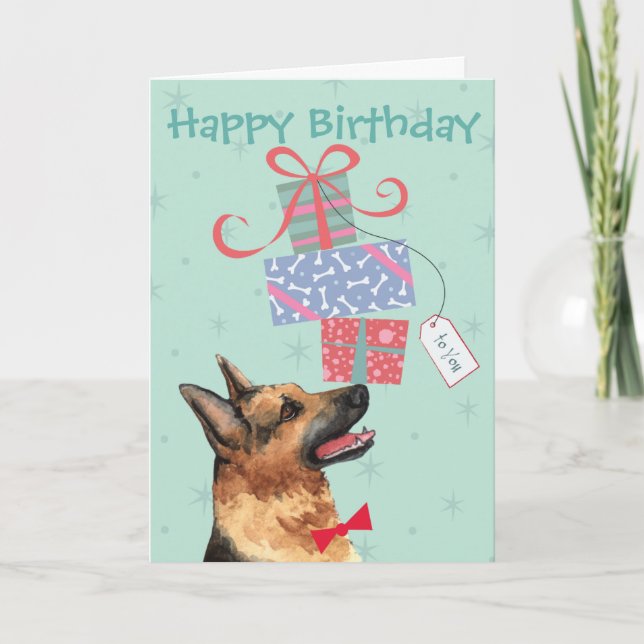 Cartão Birthday apresenta placa de German shepherd (Frente)