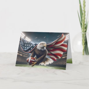 Cartão Birthday Bald Eagle com futebol