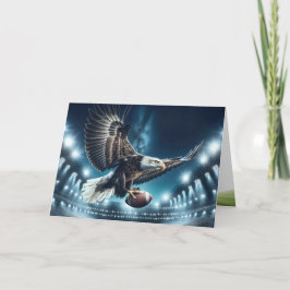 Cartão Birthday Bald Eagle com futebol