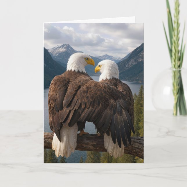 Cartão Birthday Bald Eagles on a Branch (Frente)