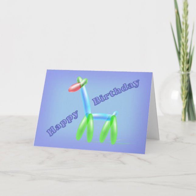 Cartão Birthday Balloon Giraffe (Frente)