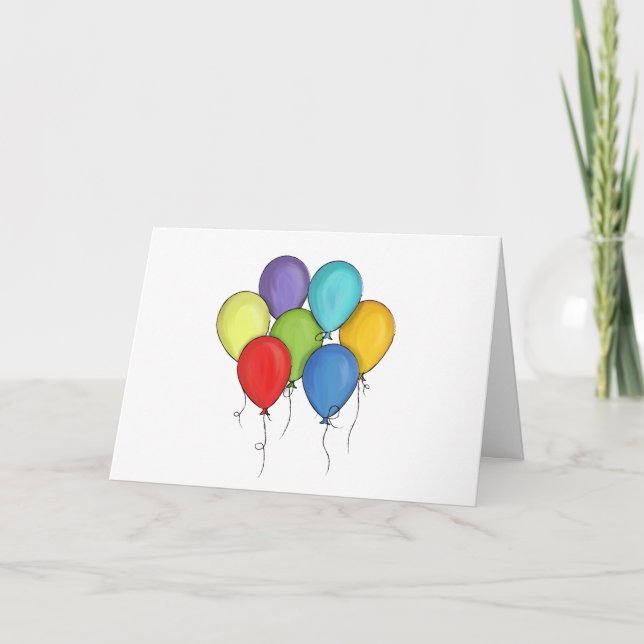 Cartão Birthday Balloon Watercolor Confetti Personalizado (Frente)