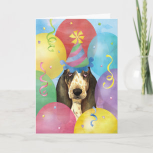 Cartão Birthday Balloons Basset Hound