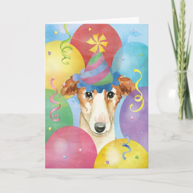 Cartão Birthday Balloons Borzoi (Frente)