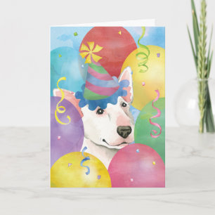 Cartão Birthday Balloons Bull Terrier
