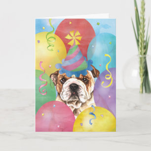Cartão Birthday Balloons Bulldog