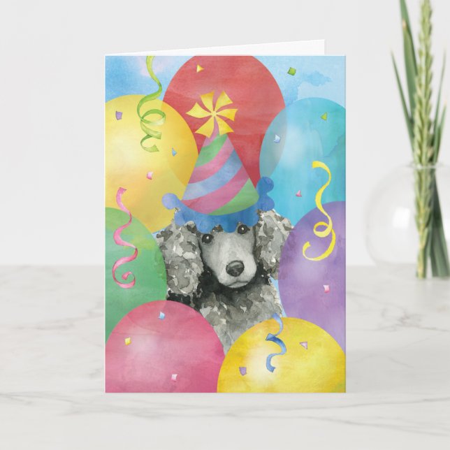 Cartão Birthday Balloons Poodle (Frente)