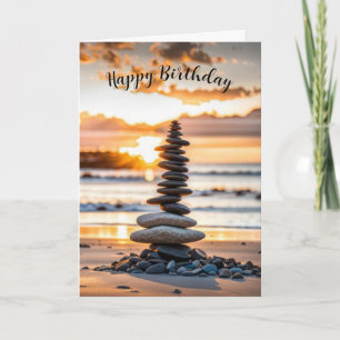 Cartão Birthday Beach Cairn