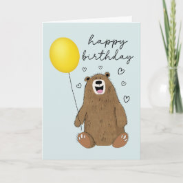 Cartão Birthday Bear with Balloon