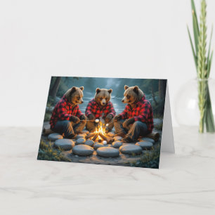 Cartão Birthday Bears Roasting Marshmallow