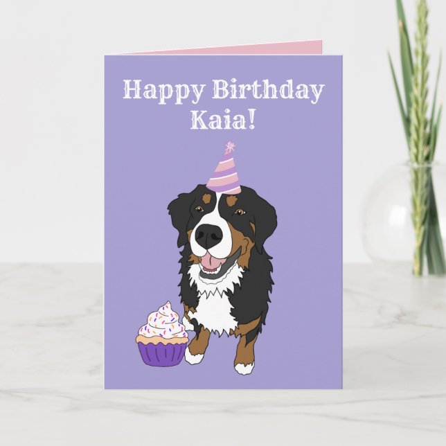 Cartão Birthday Bernese Mountain Dog (Frente)