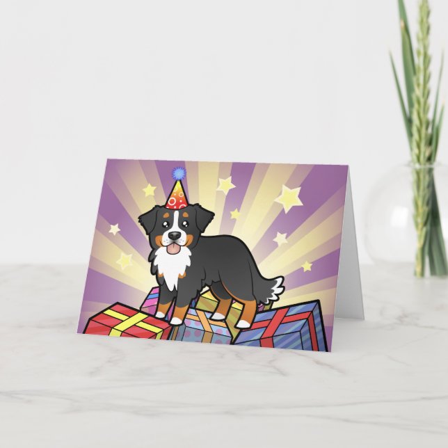 Cartão Birthday Bernese Mountain Dog (Frente)