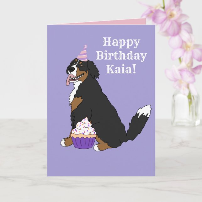 Cartão Birthday Bernese Mountain Dog (Orquídea)