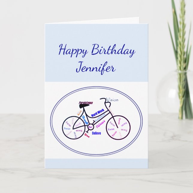Cartão Birthday Bike Cycling Sport Nome Personalizado (Frente)