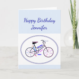 Cartão Birthday Bike Cycling Sport Nome Personalizado