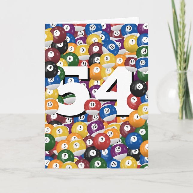 Cartão Birthday Billiard Balls Para O 54º Aniversário (Frente)