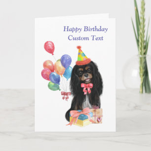 Cartão Birthday Black and Tan Cavalier Spaniel  