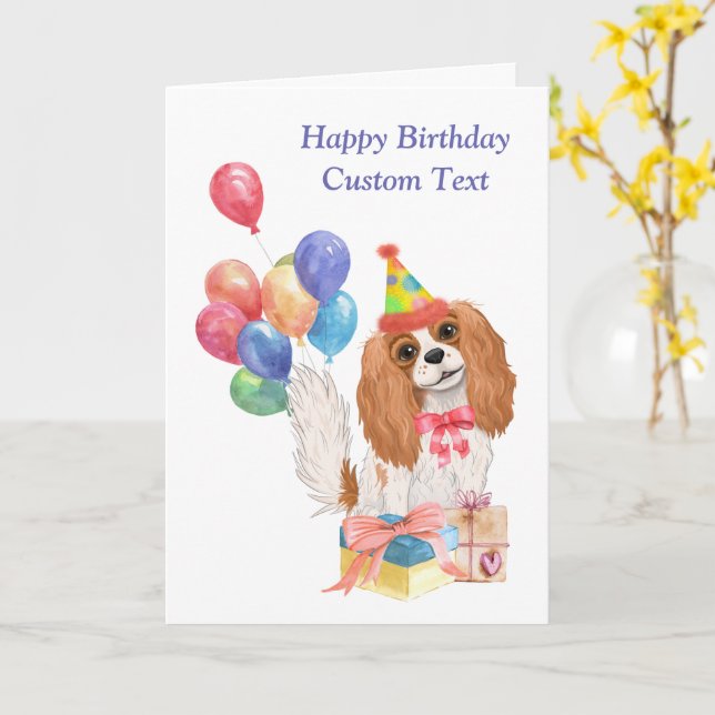 Cartão Birthday Blenheim Cavalier King Charles Spaniel (Flor Amarela)