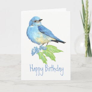 Cartão Birthday Bluebird Watercolor Bird Collection