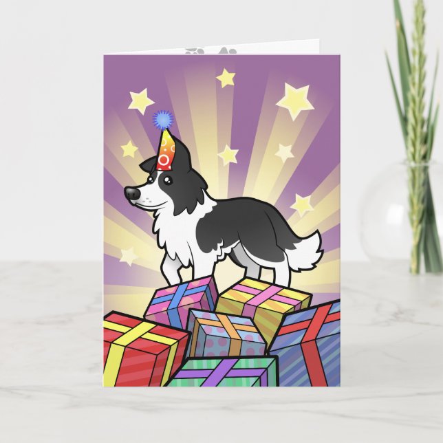 Cartão Birthday Border Collie (Frente)